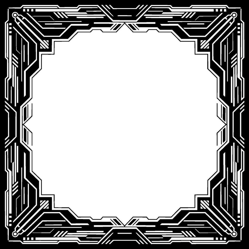 Futuristic Tech Frame Black White Border With Empty Space vector