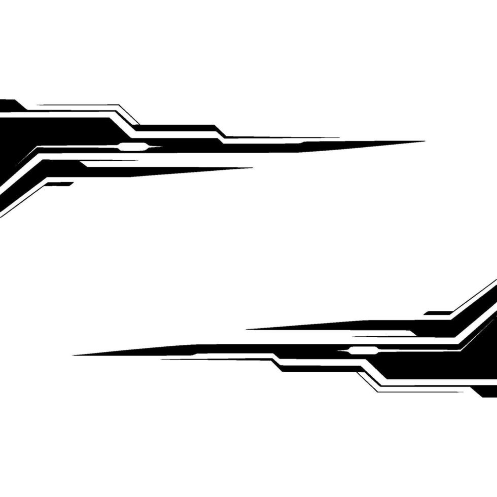 Abstract Tech Frame With Black Geometric Elements On White Background vector