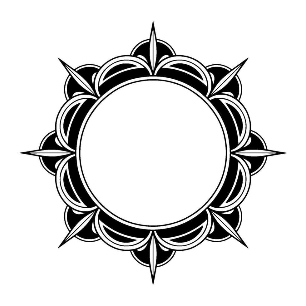 Art Deco Frame, Black White Circular On Gray vector