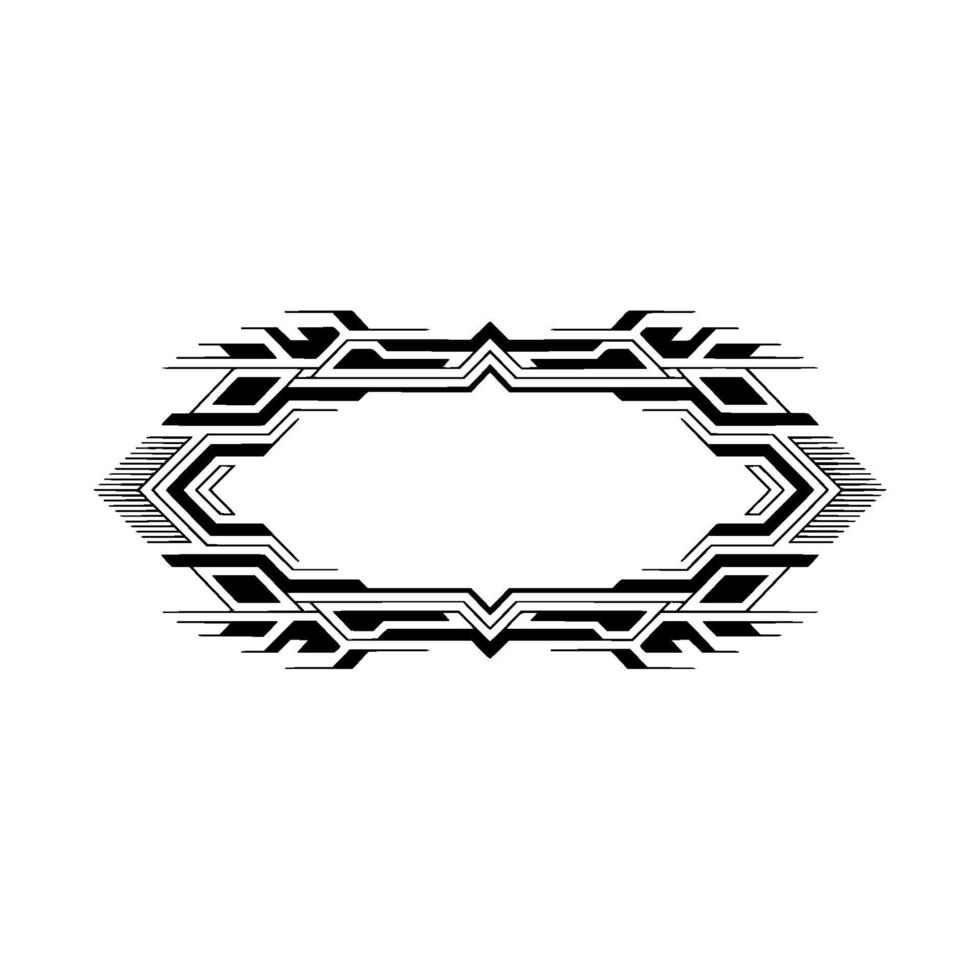 Geometric Tech Frame, Abstract Black And White Border vector