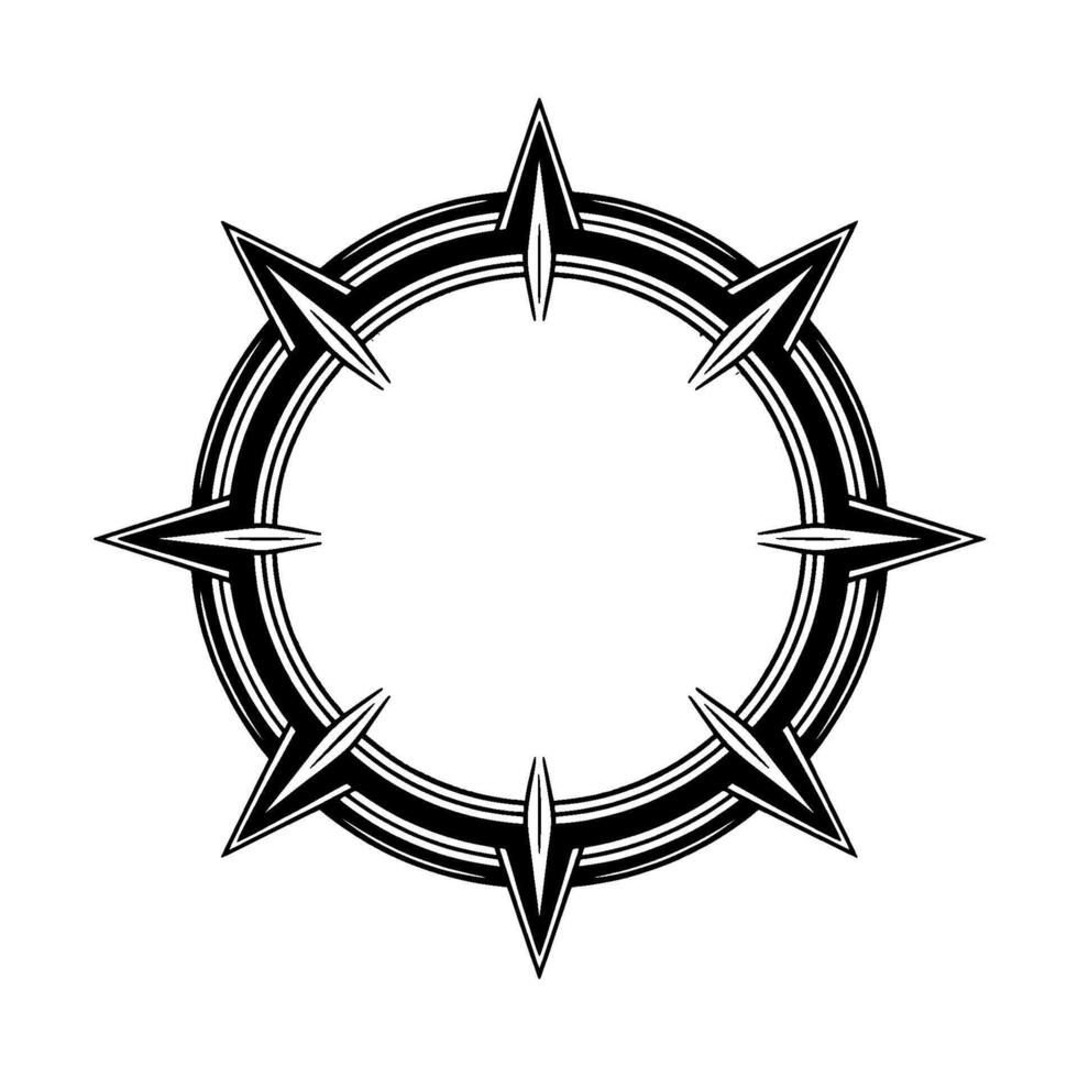 Abstract Geometric Black And White Circular Motif vector