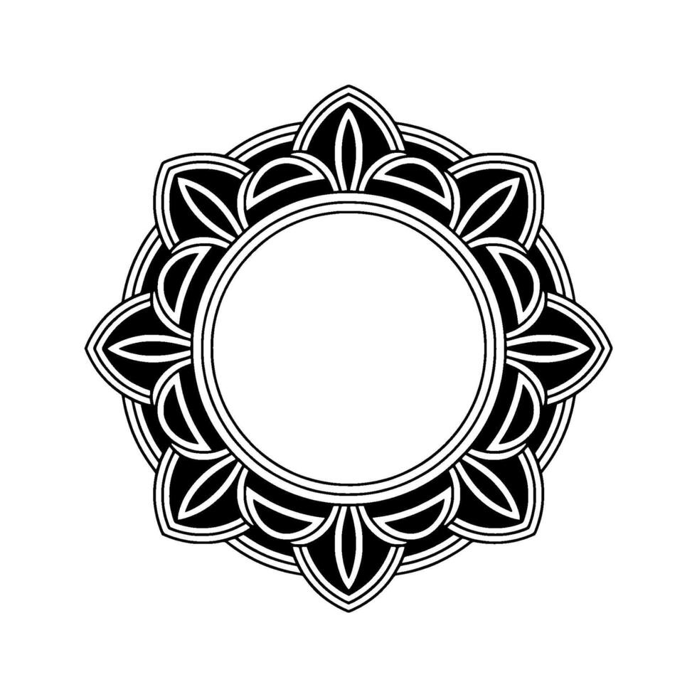 Black And White Ornamental Floral Frame, Circular vector