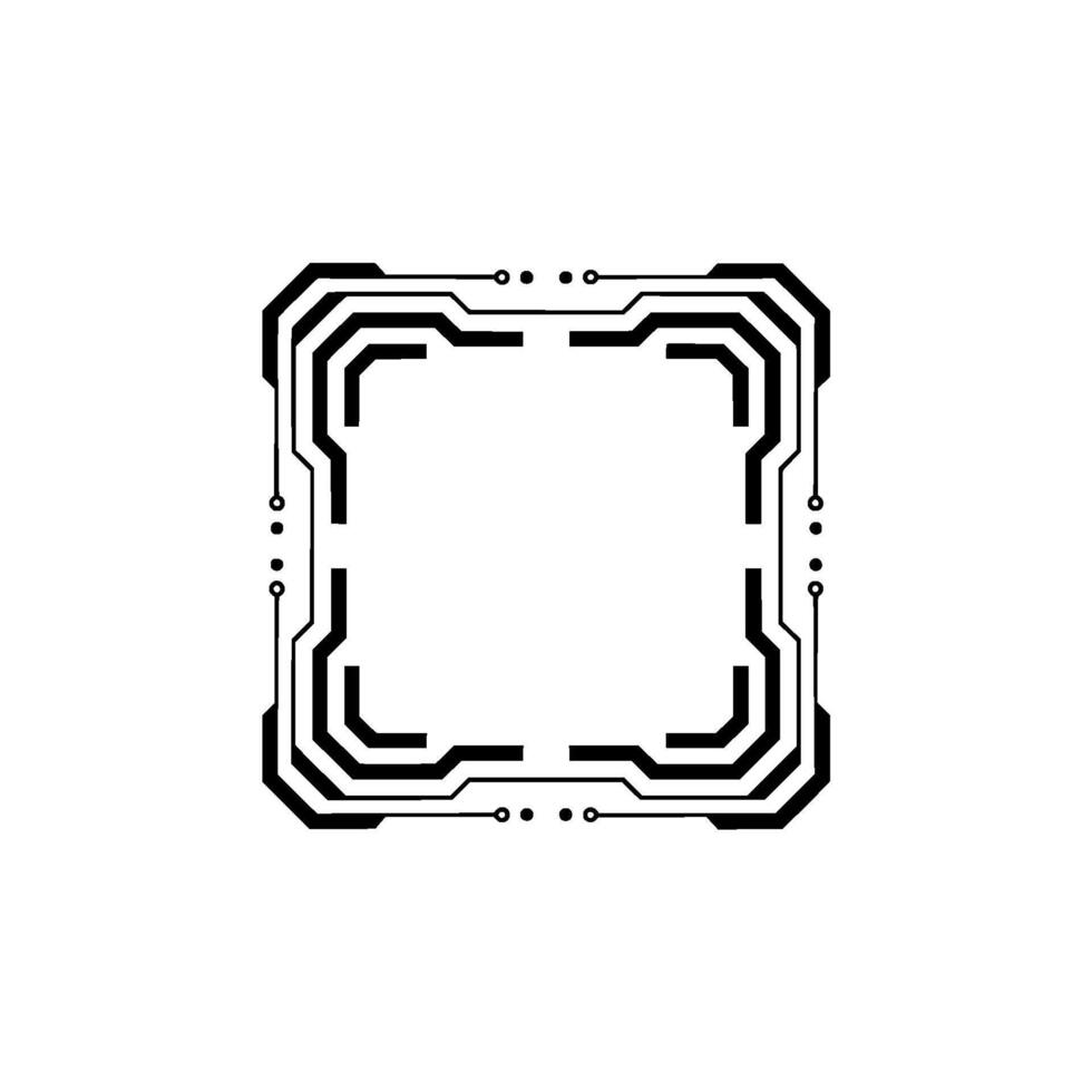 Circuit Board Frame, Black And White Minimalist Tech vector