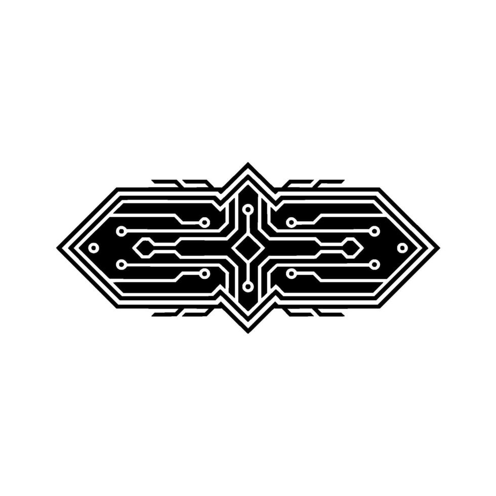 Modern Tech Circuit Board, Black White vector