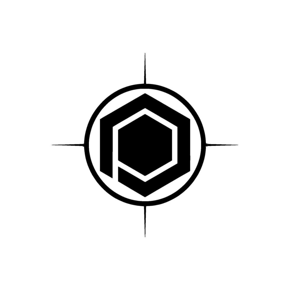Minimalist Geometric With Hexagon And Compass Point Element vector