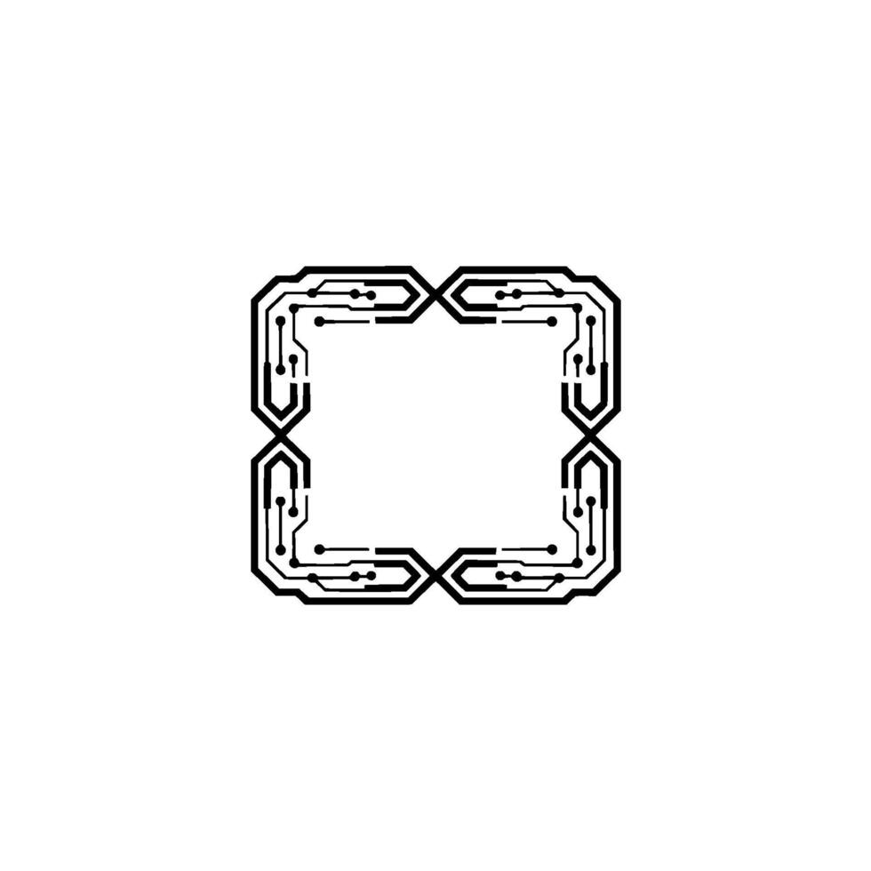 Circuit Board Frame In Minimalist Style On Gray Background vector