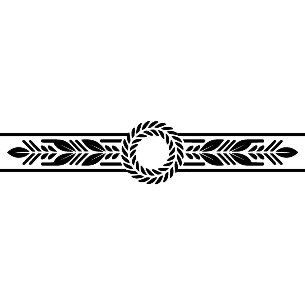 Elegant Laurel Wreath Leaf Border In Black White vector