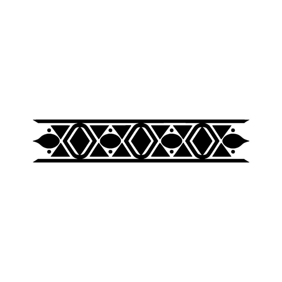 Geometric Black Pattern Border On White, Ornamental vector