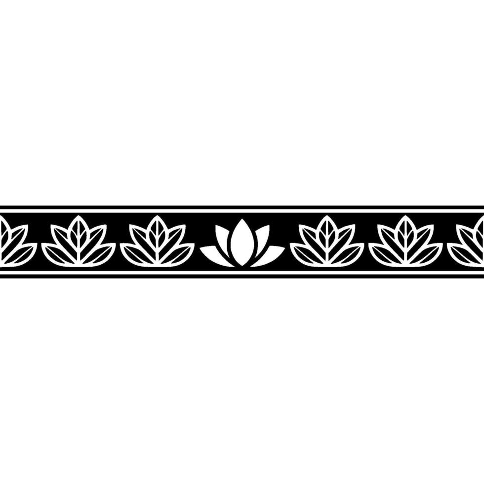 Elegant Black And White Lotus Pattern Border vector