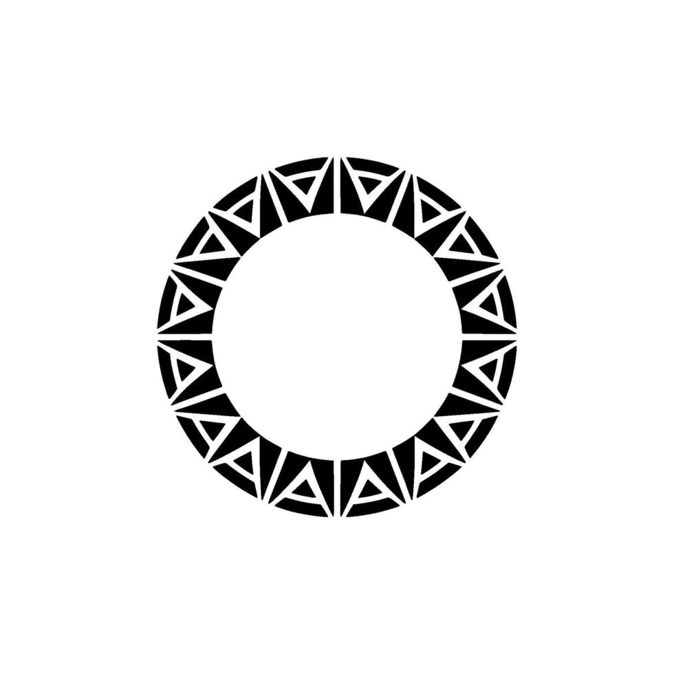 Geometric Circle Frame Black Triangles On White Background vector