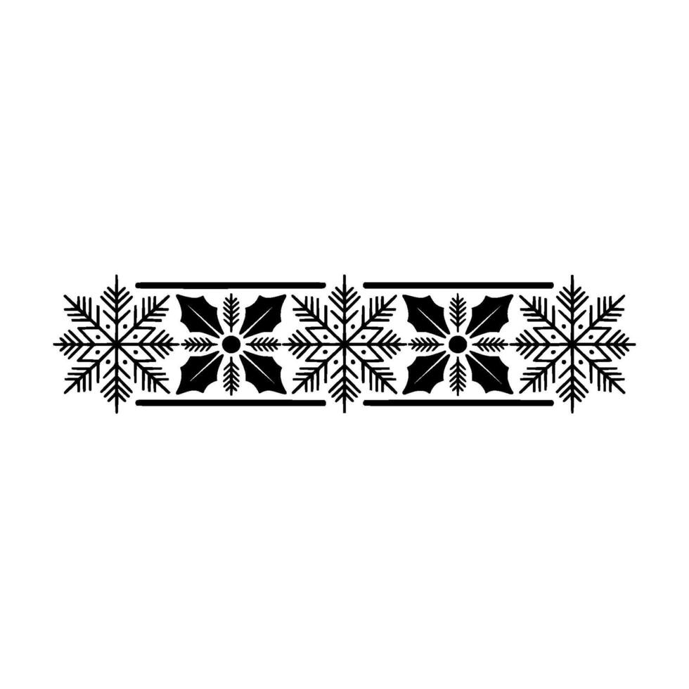 Elegant Black Winter Border With Snowflakes Holly On White Background vector