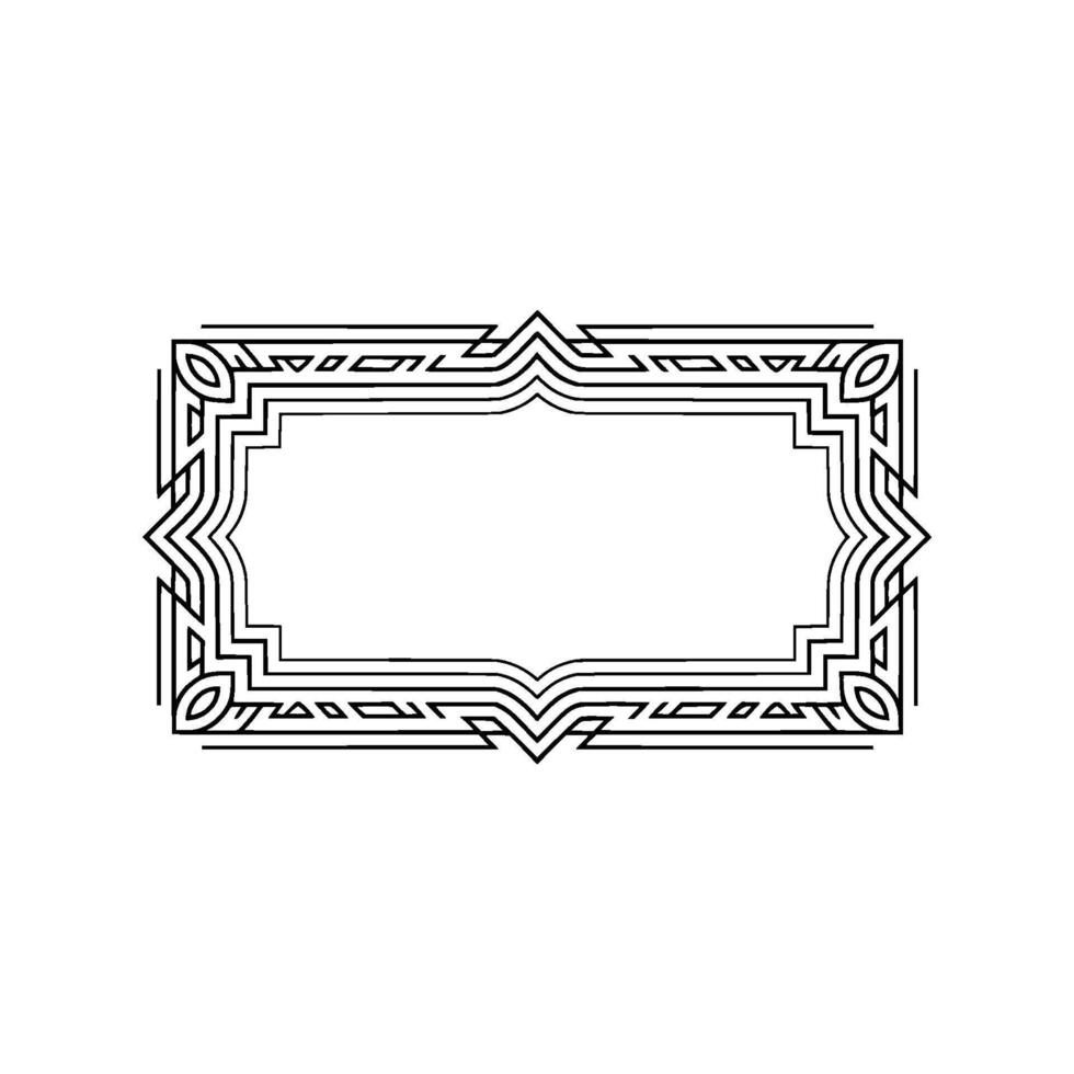 Art Deco Frame, Black Lines, Blank Center, Geometric, Elegant vector