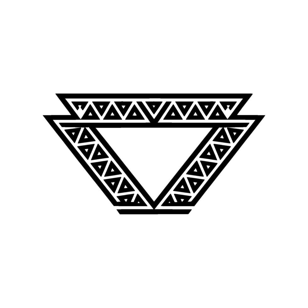 Geometric Triangle In Black And White, Aztec Inspired vector