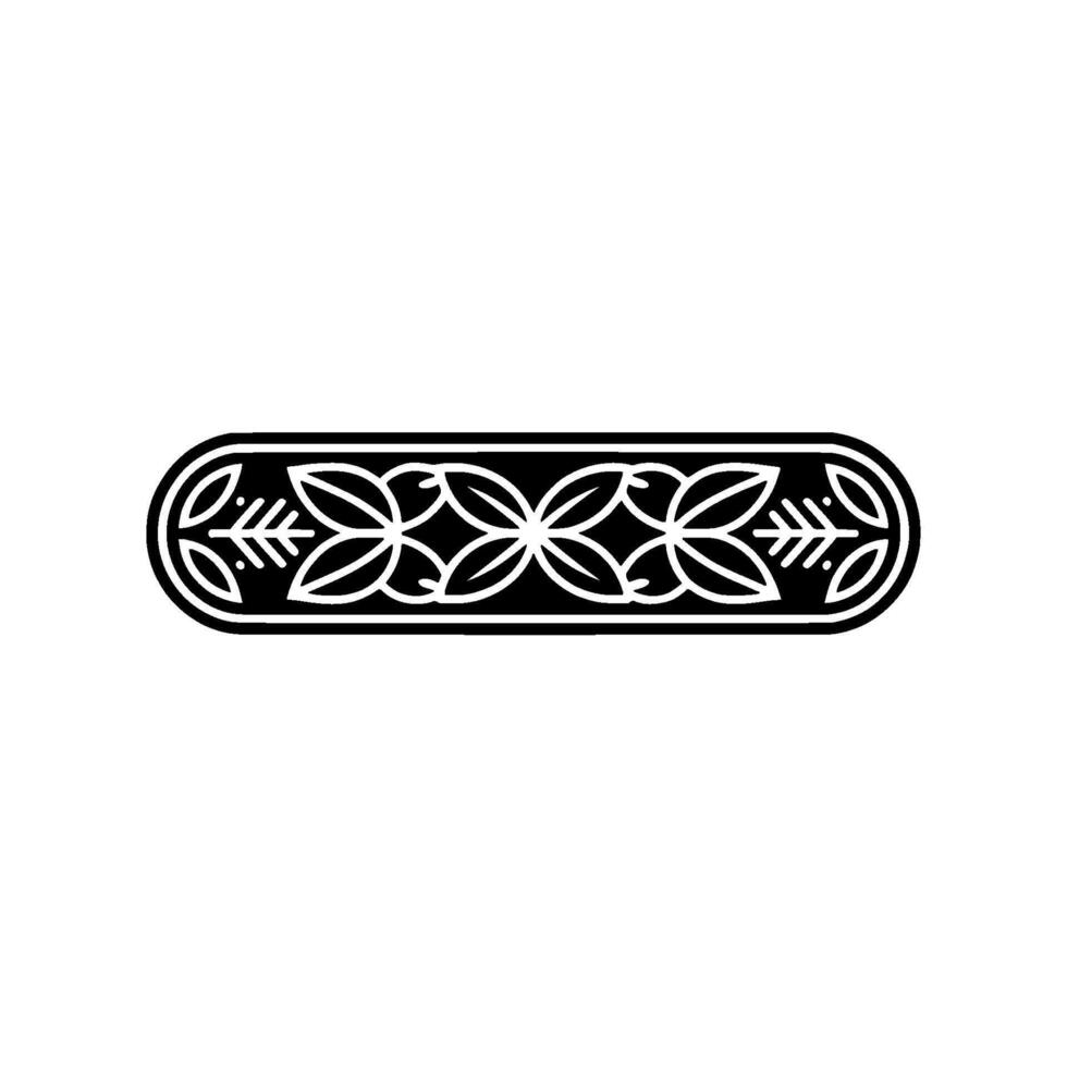 Minimalist Floral Ornament In Black And White, Decorative Element vector