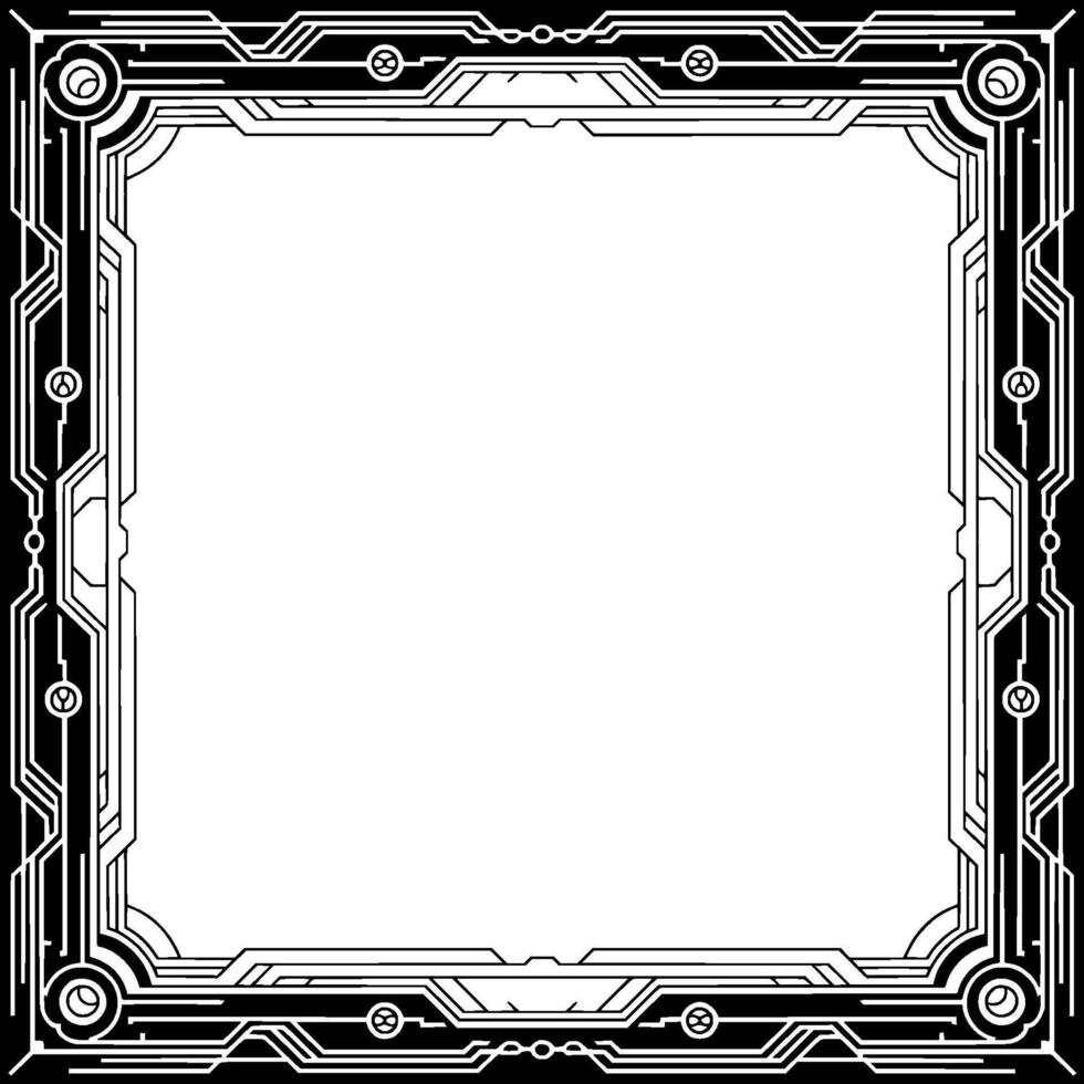 Art Deco Cyberpunk Frame Elegant Black And White Border For vector