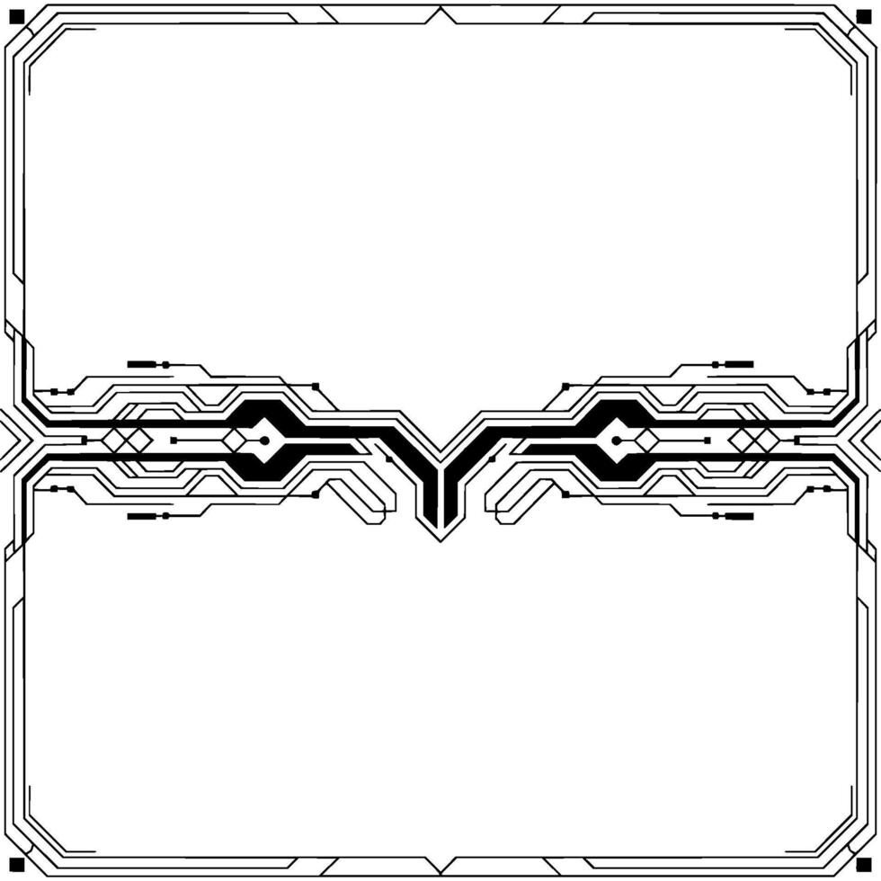 Futuristic Circuit Board Frame Template, Black White vector