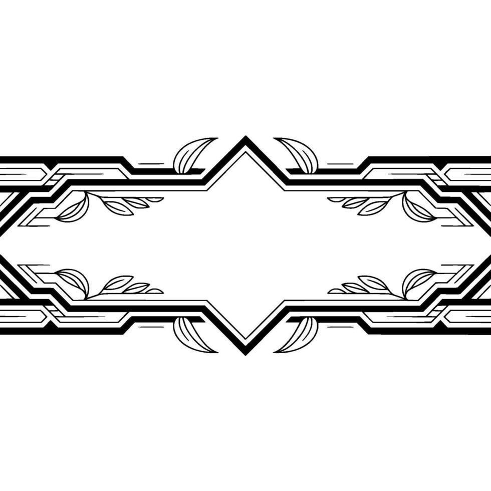 Geometric Art Deco Frame With Leaf Motifs On White vector