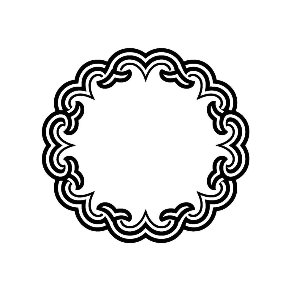 Decorative Black White Circular Border, Ornamental Element vector
