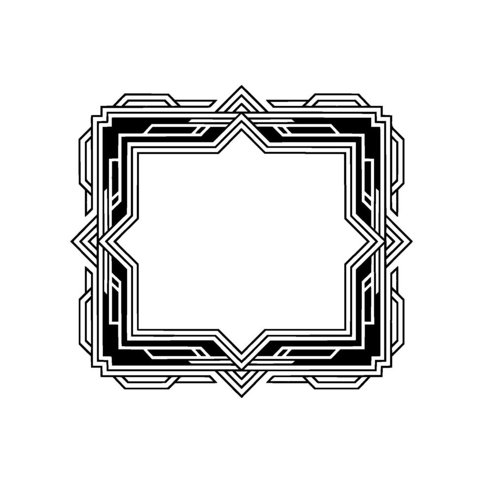 Art Deco Geometric Border Frame Minimalist Black White vector