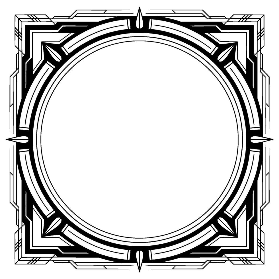 Art Deco Frame With Blank Circle Elegant Geometric vector