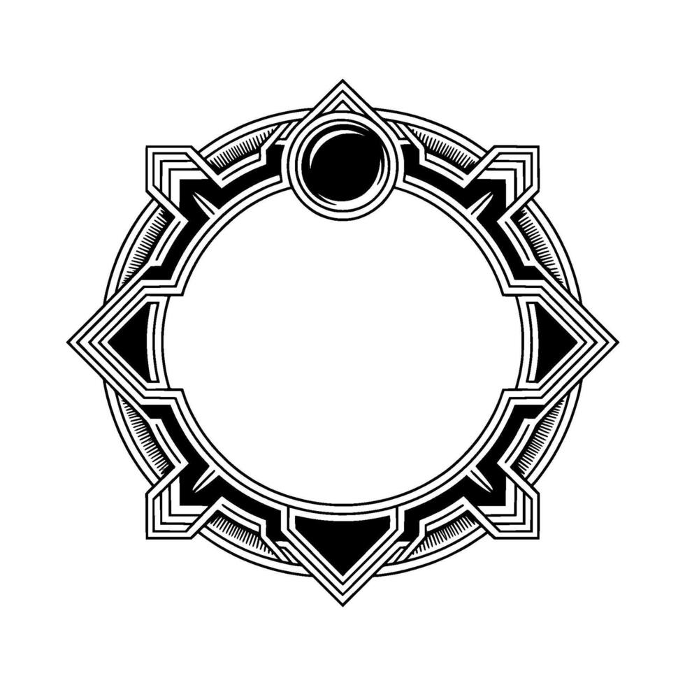 Art Deco Frame, Geometric Black And White, Circular Border, Decorative vector