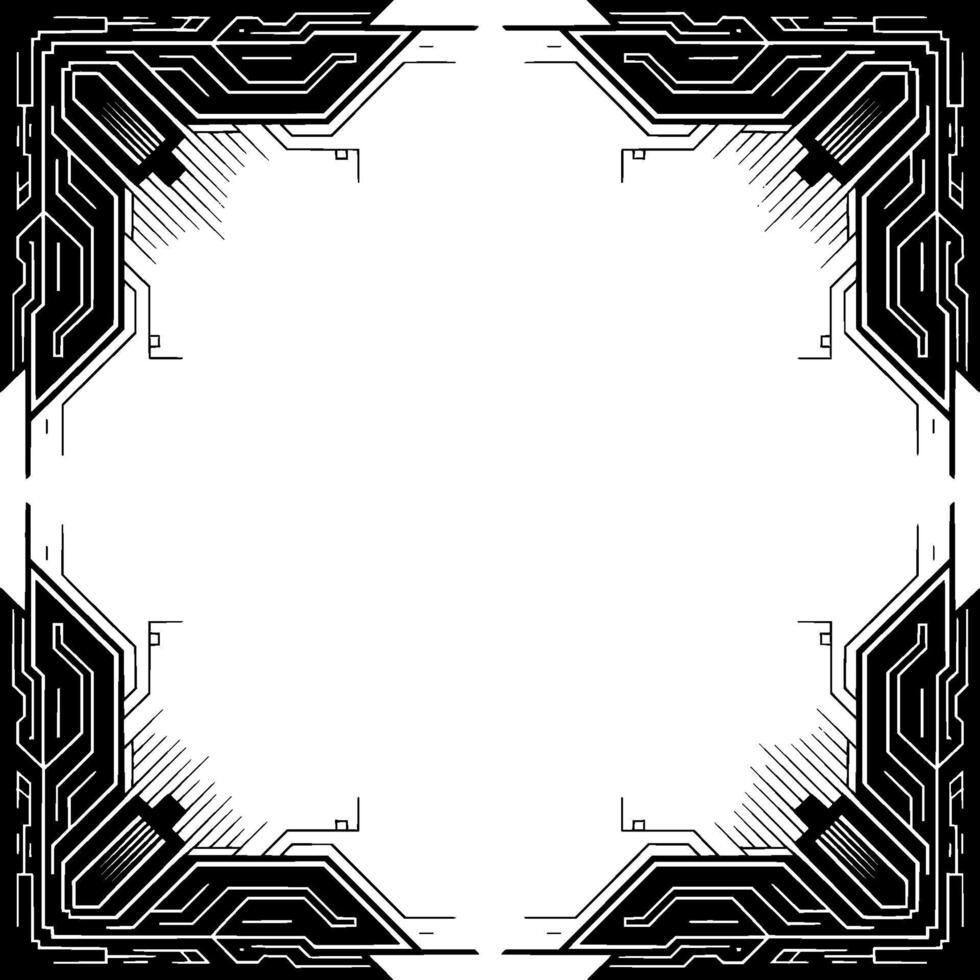 Tech Frame Futuristic Circuit Board Border With Space For Text vector
