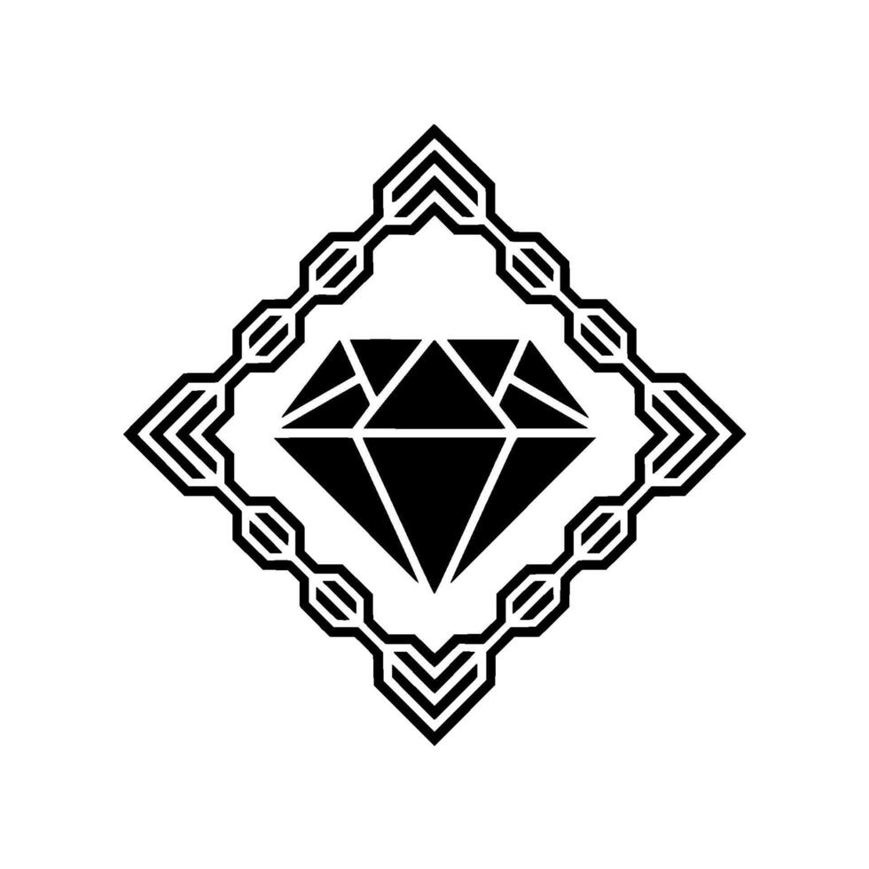 Minimalist Diamond With Geometric Border On White, Luxury vector