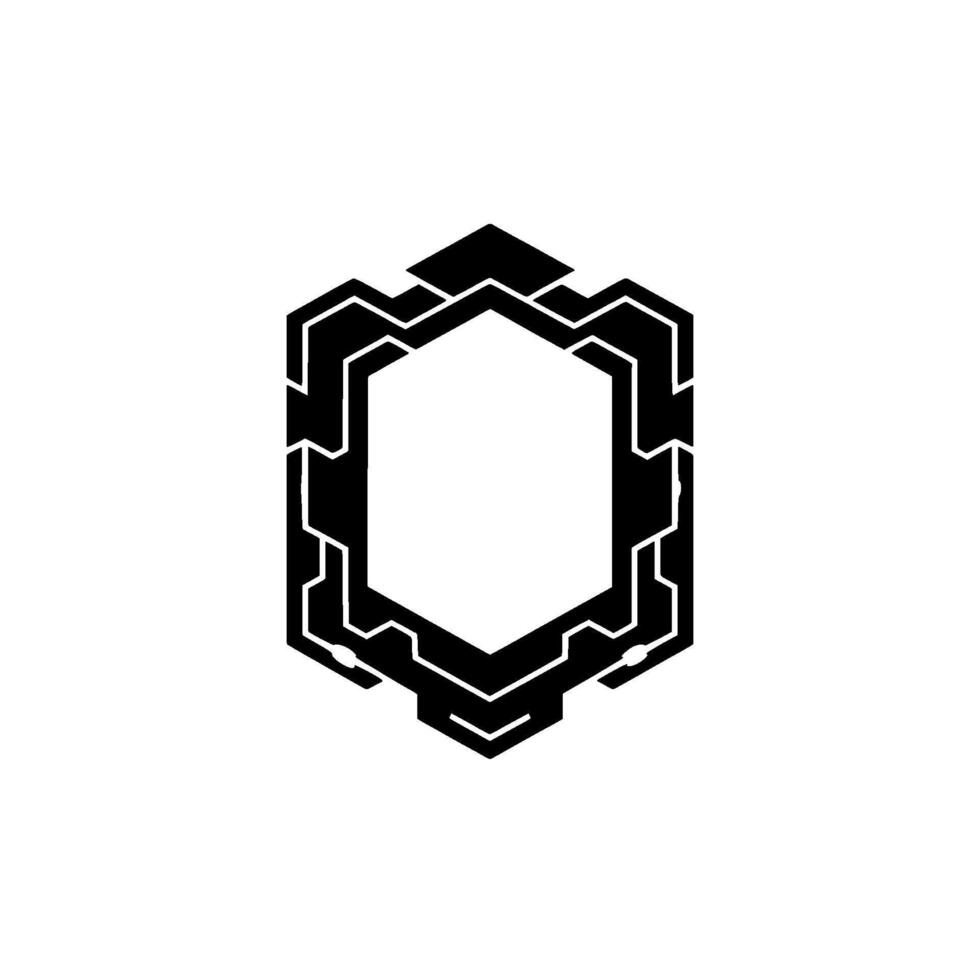 Modern Tech Frame Geometric Black White vector