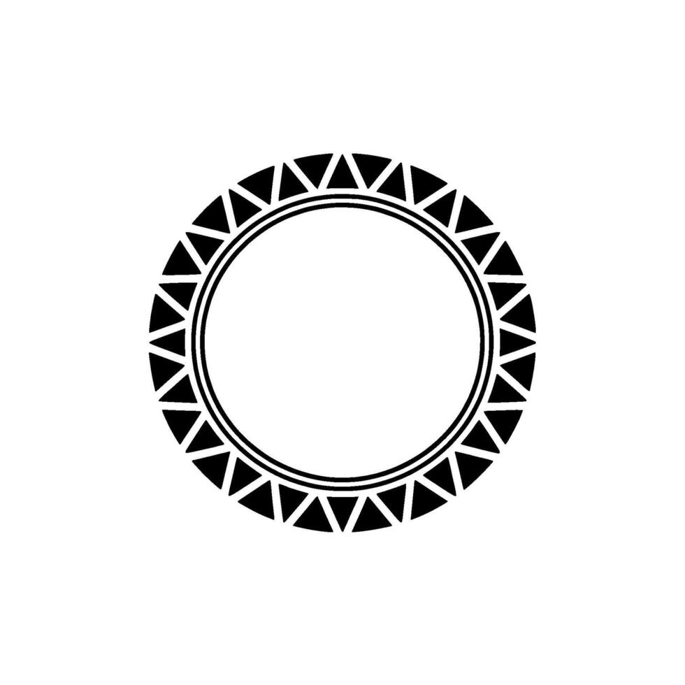 Geometric Circle Frame, Black Triangles On White, Decorative vector