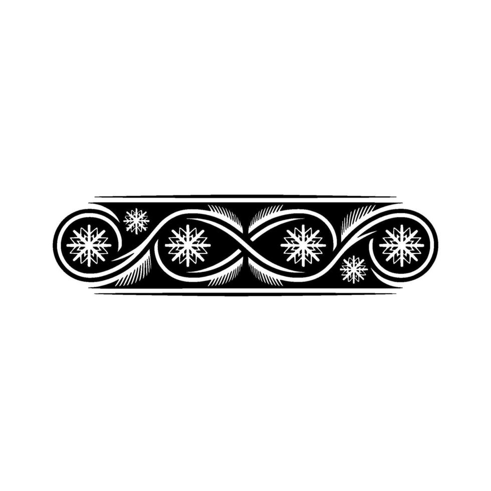 Elegant Black And White Ornament With Snowflake Motif vector