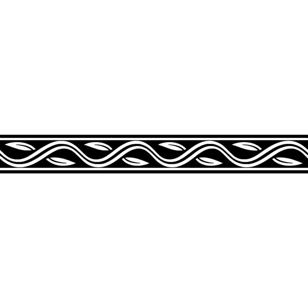 Decorative Black And White Wavy Leaf Border Elegant Element vector