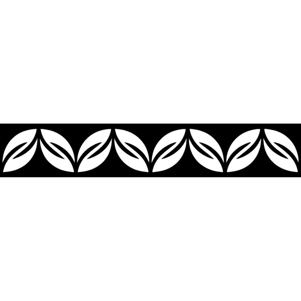 Elegant Black And White Leaf Pattern Border vector