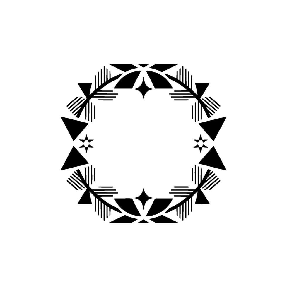 Geometric Black White Frame With Stars Minimalist vector