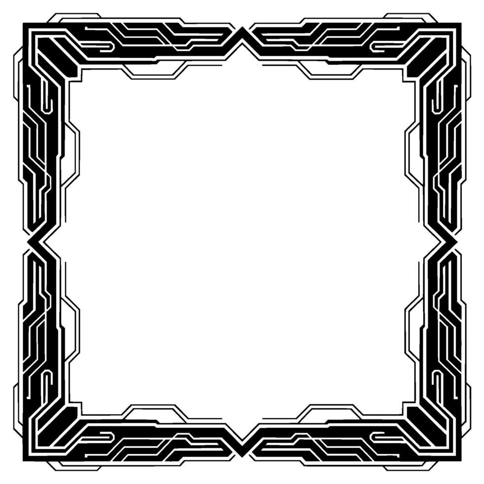 Tech Frame Black White Circuit Board Border With Blank Space vector