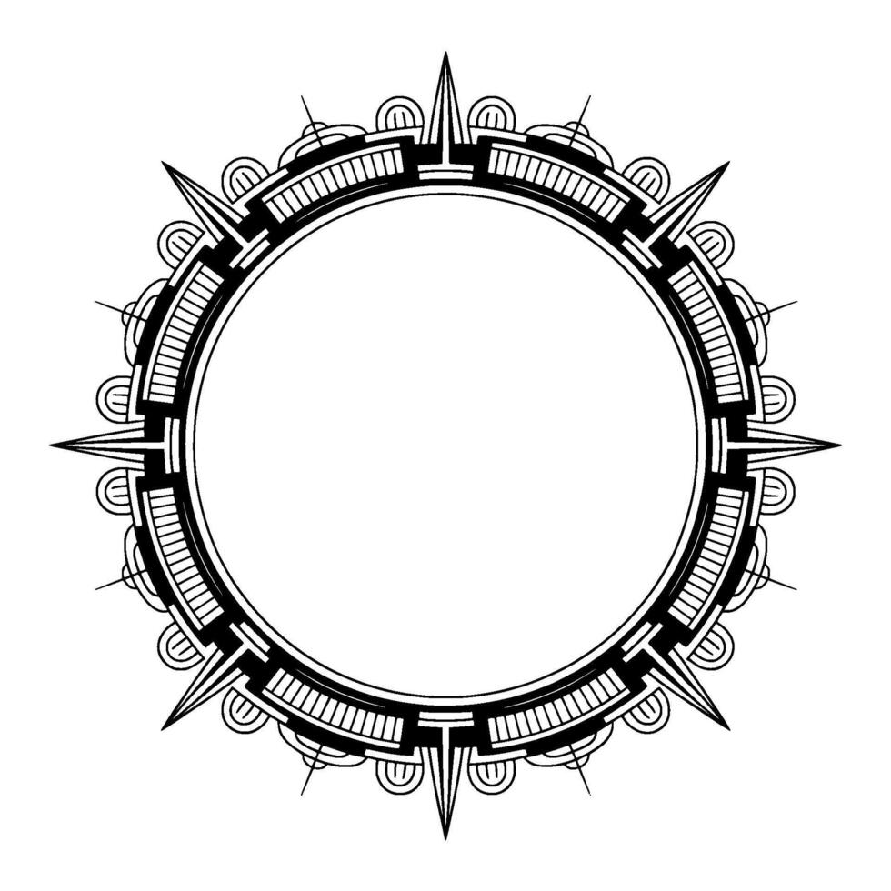 Art Deco Circle Frame, Black And White, Geometric, Empty Space For Text vector