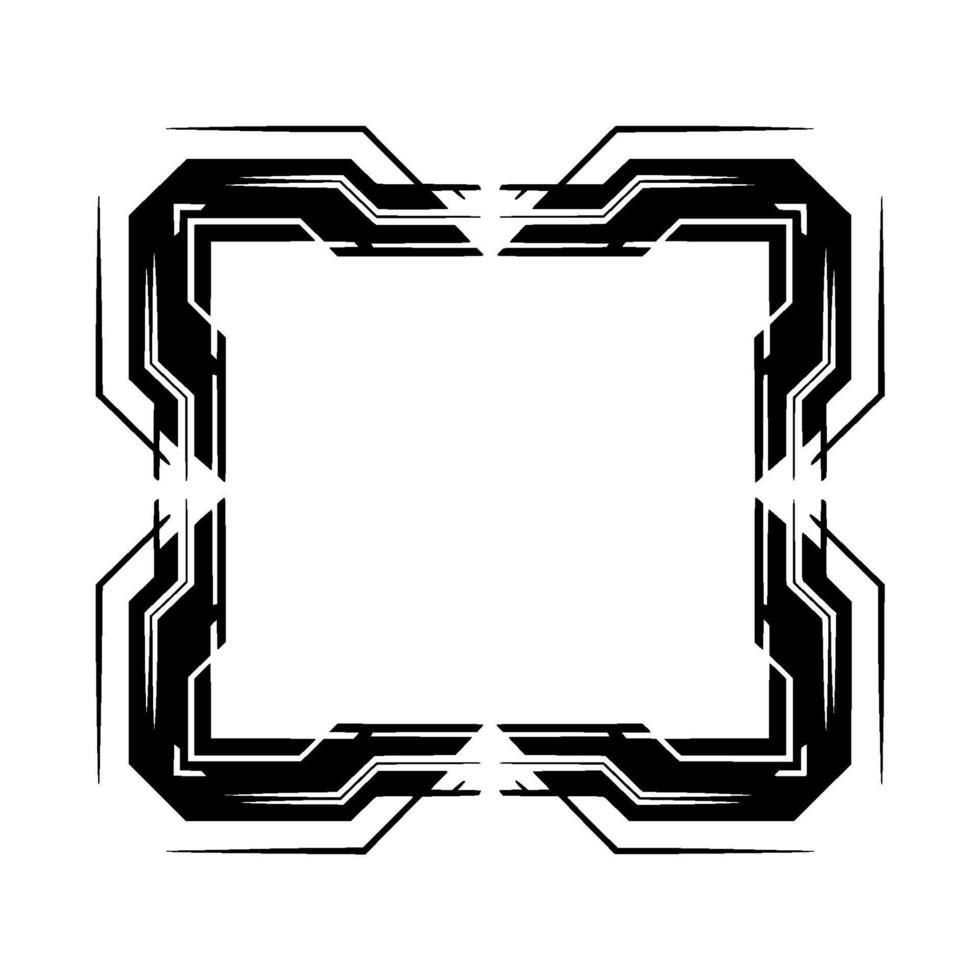 Futuristic Frame, Digital Abstract Geometric Border On White Background vector