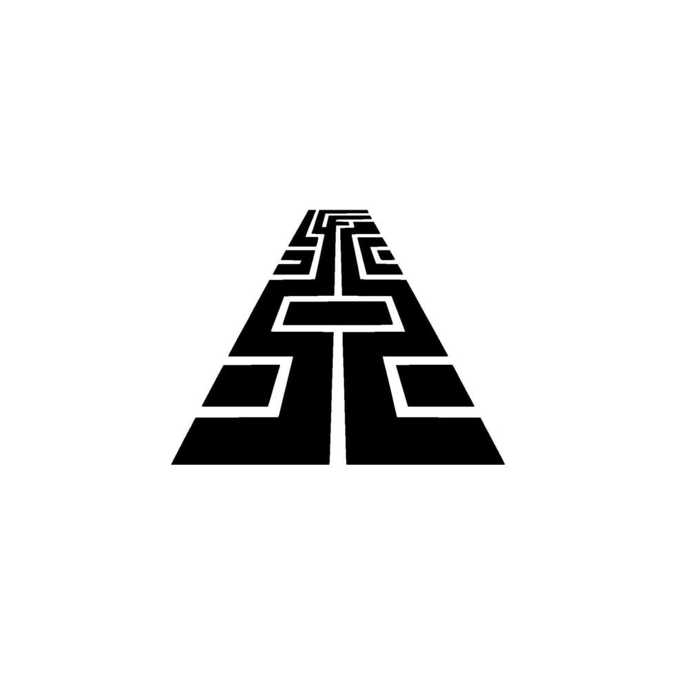 Abstract Maze Path Perspective, Black White, Problem Solving vector