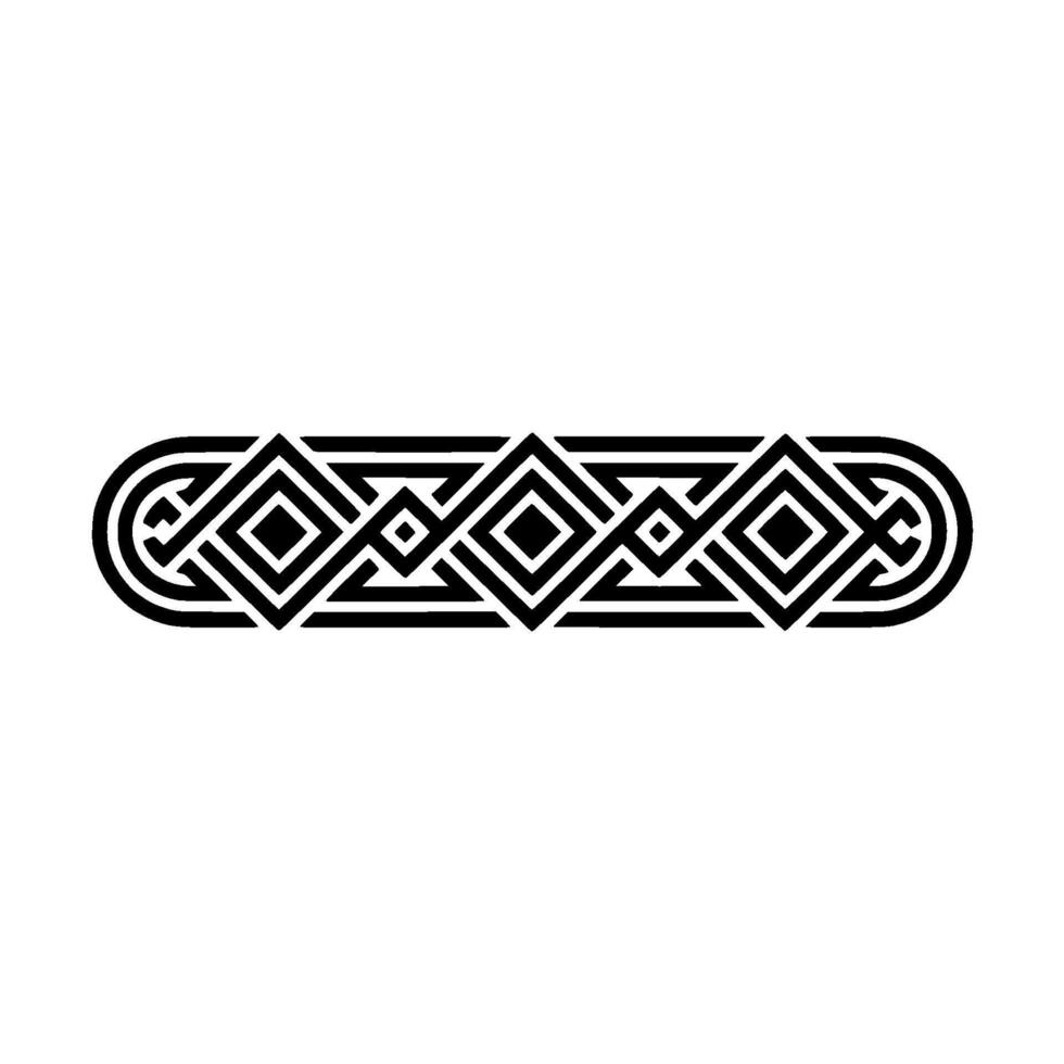 Geometric Celtic Knotwork Border Black On White Minimalist vector