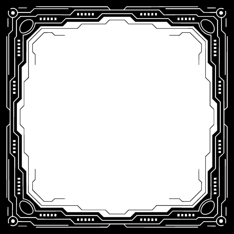Futuristic Tech Frame Black And White Digital Interface Element vector