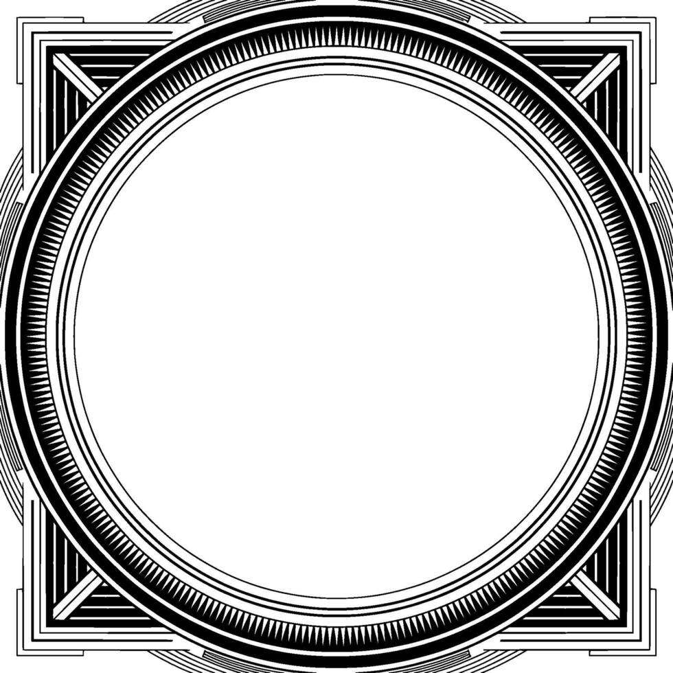 Geometric Frame Template Art Deco Circular With Decorative Borders vector