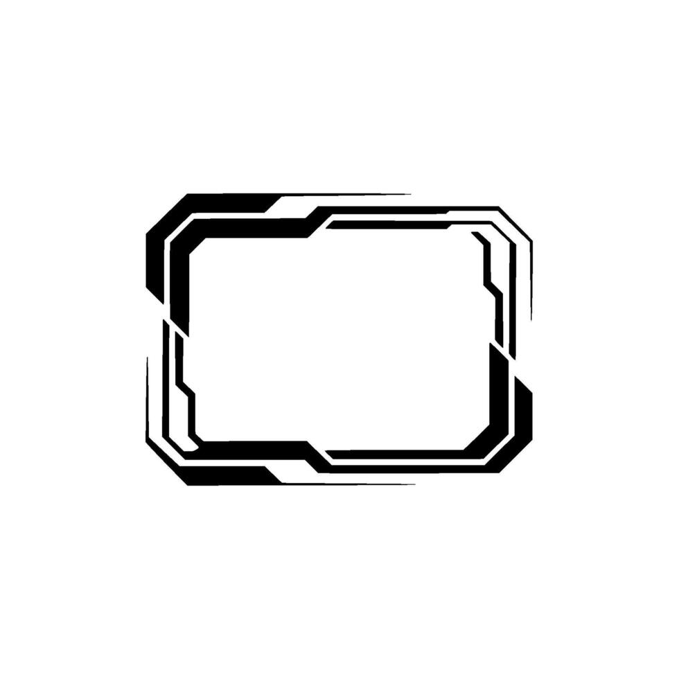 Futuristic Tech Frame Black White Abstract vector