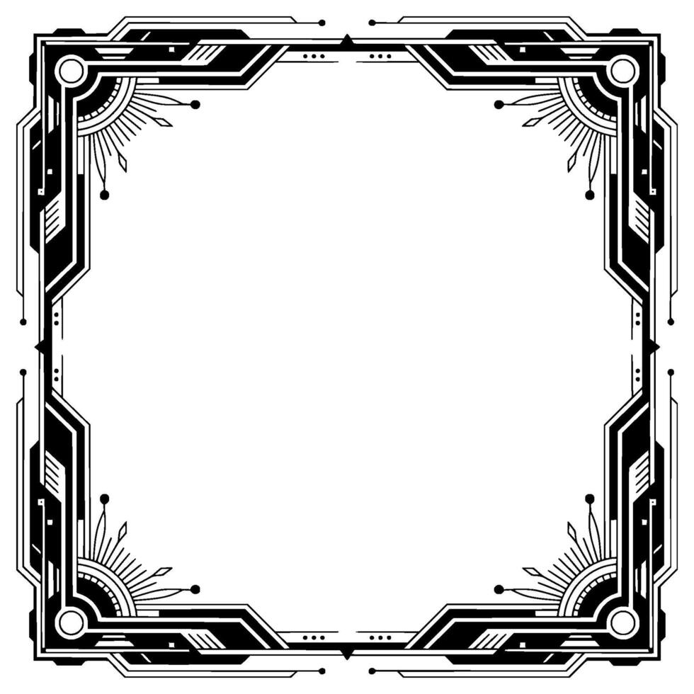 Art Deco Frame Geometric Black White Ornament For vector