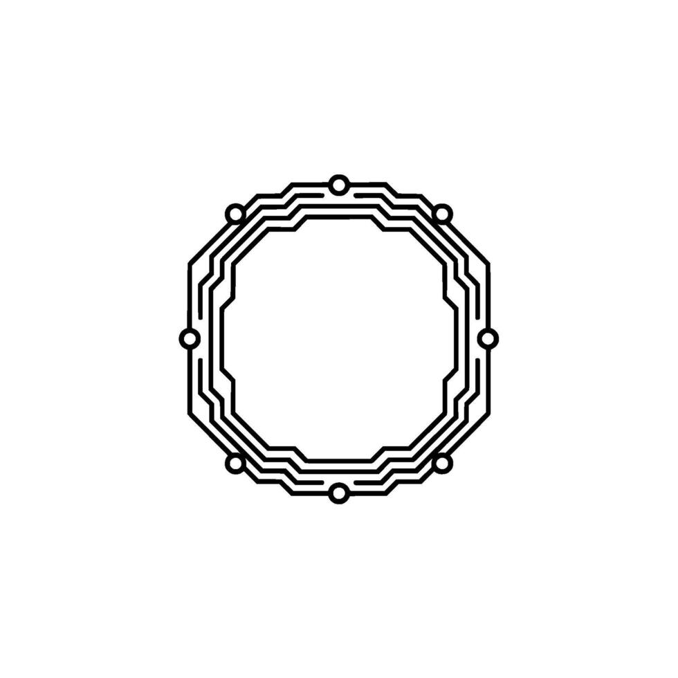 Minimalist Circuit Board With Octagon Frame Technology Concept vector