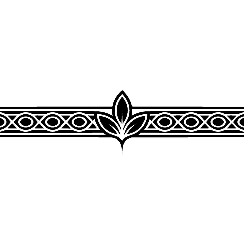 Ornamental Leaf Border Elegant Black White Element vector