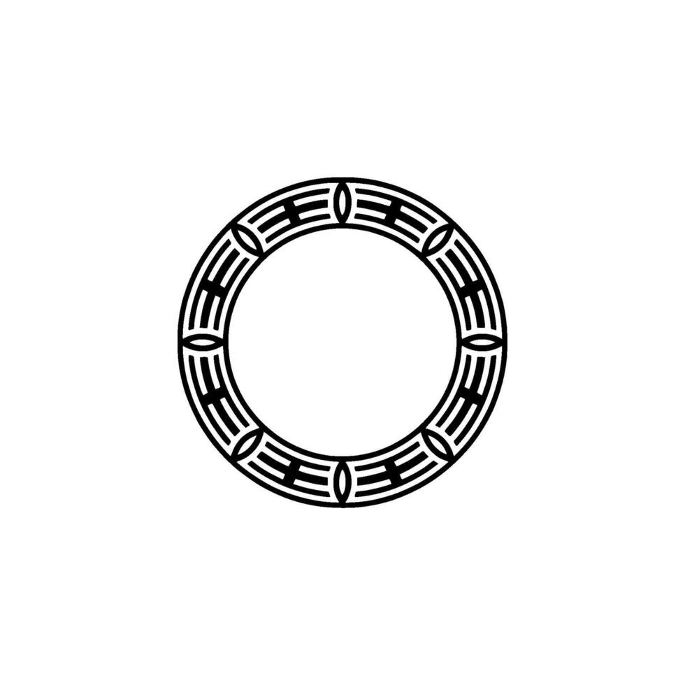 Minimalist Circular Ornament, Black And White, Abstract vector