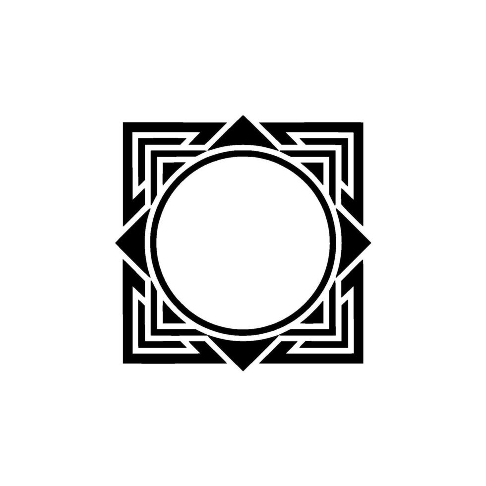 Geometric Black And White Ornament, Blank Circle vector