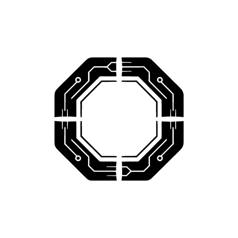 Abstract Circuit Board Octagon With Futuristic Flare, Illustration vector
