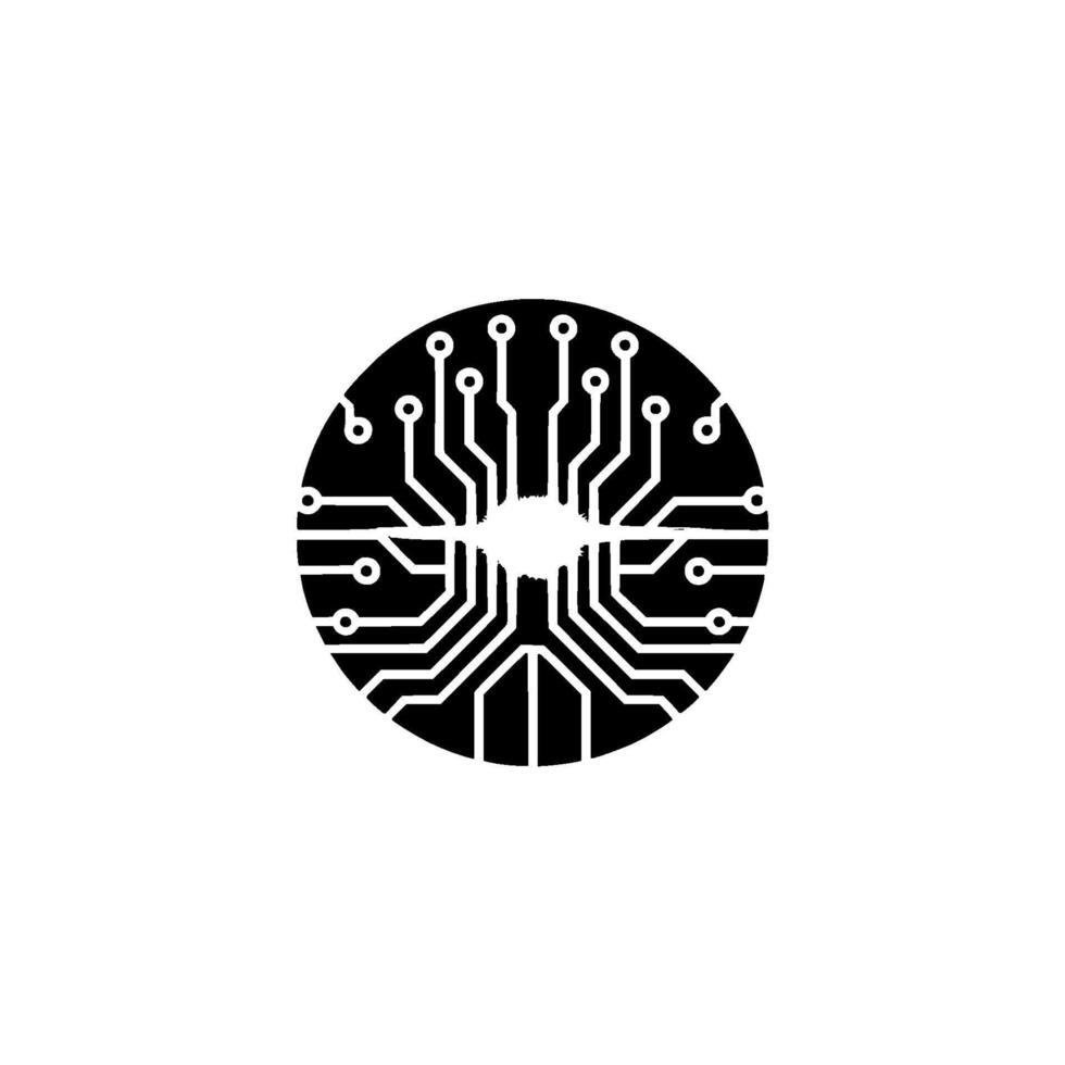 Modern Tech Abstract Circuit Board Circle With Light Burst vector