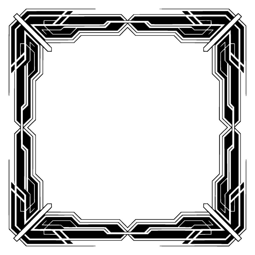 Art Deco Frame With Geometric Details, Elegant Border On White vector