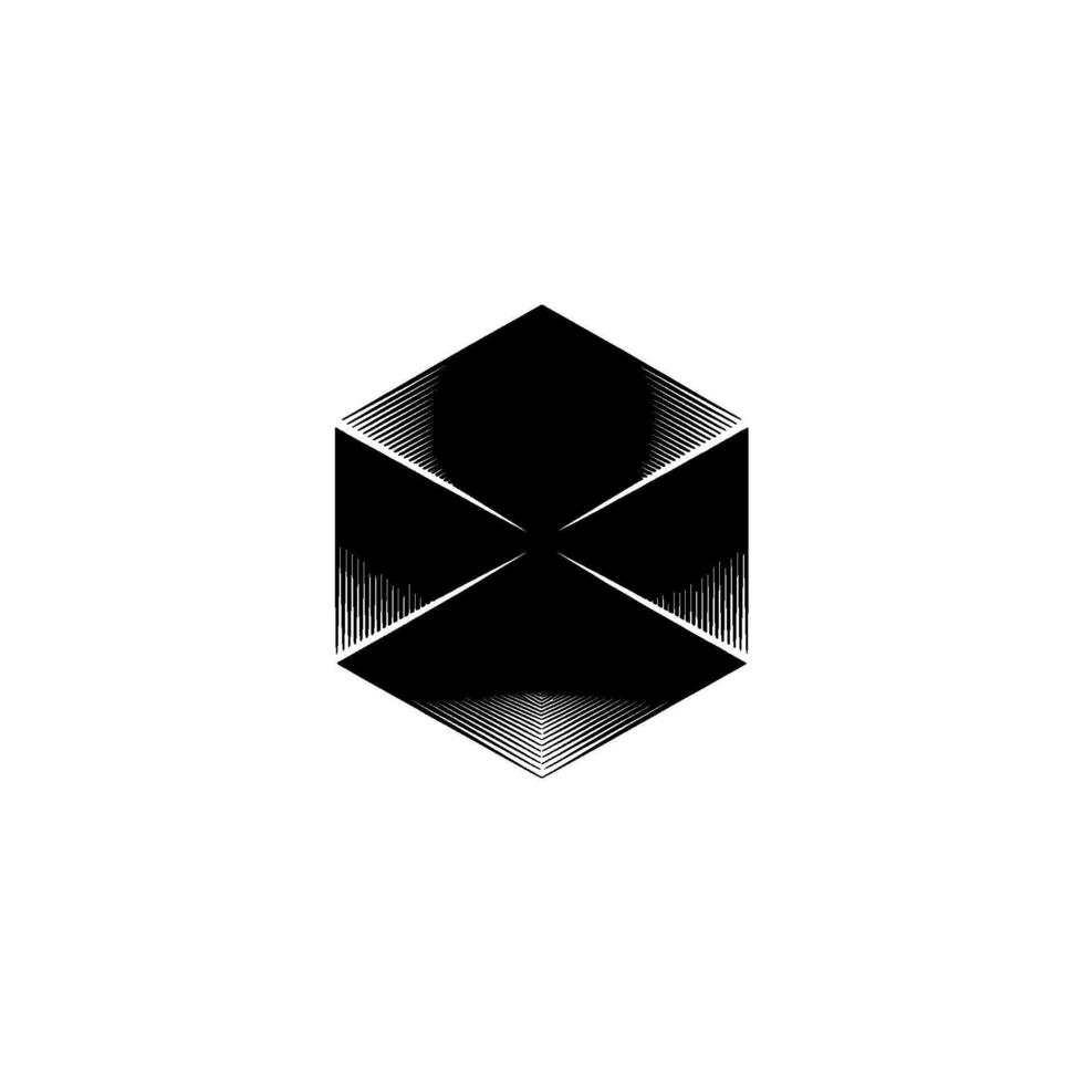 Abstract Geometric Hexagon Minimalist Black White vector